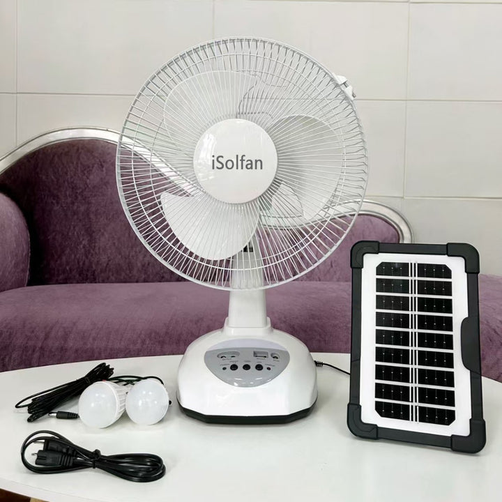 Women's portable solar-powered fan with integrated LED lighting Stornfield