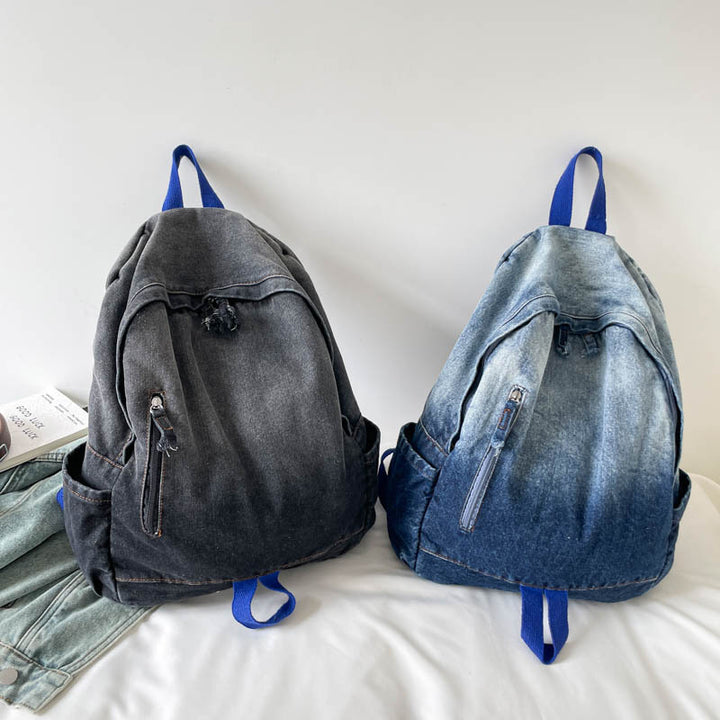 Casual Denim Wash School Backpack Stornfield