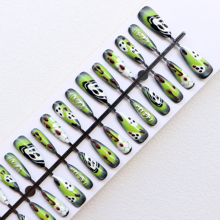 Artistic Press-On Nail Set with Unique Halloween Designs Stornfield
