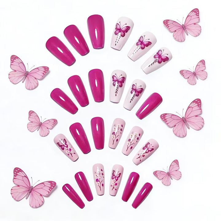 Glittering artificial nails with butterfly motif Stornfield