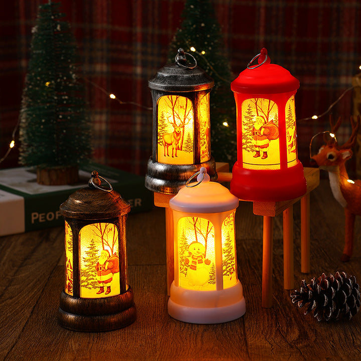 Nostalgic Christmas lantern with glowing Santa Claus motif Stornfield
