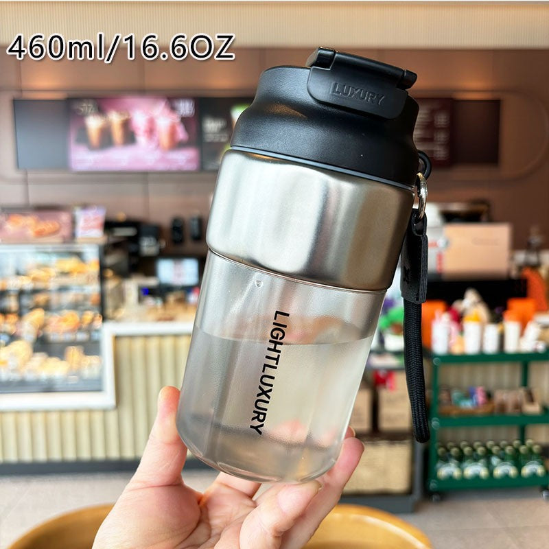 Women insulated drinking bottle with non-slip silicone ring and integrated straw Stornfield
