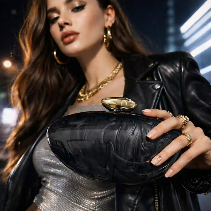 Luxurious Marble-Effect Clutch