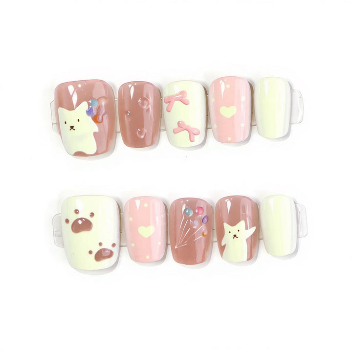 Whimsical Character-Themed Press-On Nail Art Stornfield