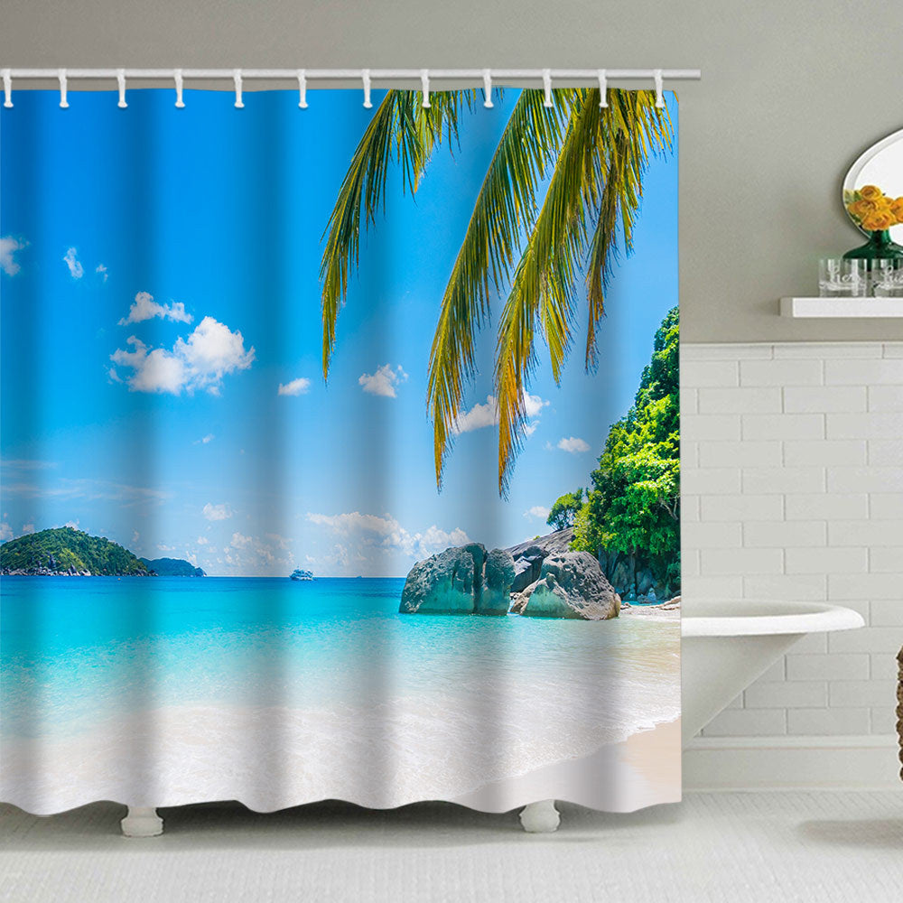 Tropical Beach Scene Shower Curtain Stornfield