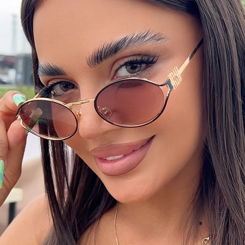 Women's Oval Sunglasses with Elegant Metal Frame and Fashionable Design Stornfield