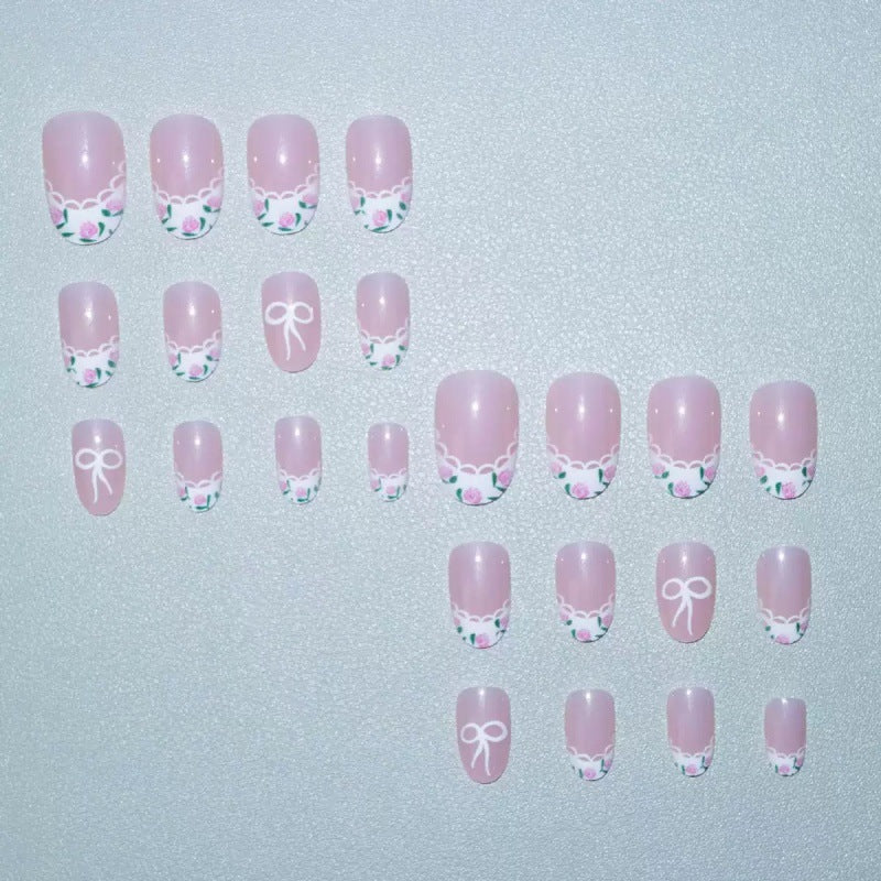 Artificial Nail Set with Elegant Bow Design Stornfield