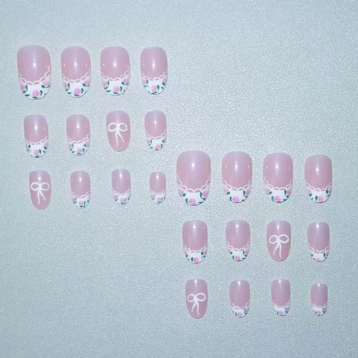 Artificial Nail Set with Elegant Bow Design Stornfield