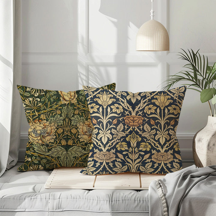 Botanical Heritage Jacobean Tapestry Square Pillow Cover with Concealed Zipper