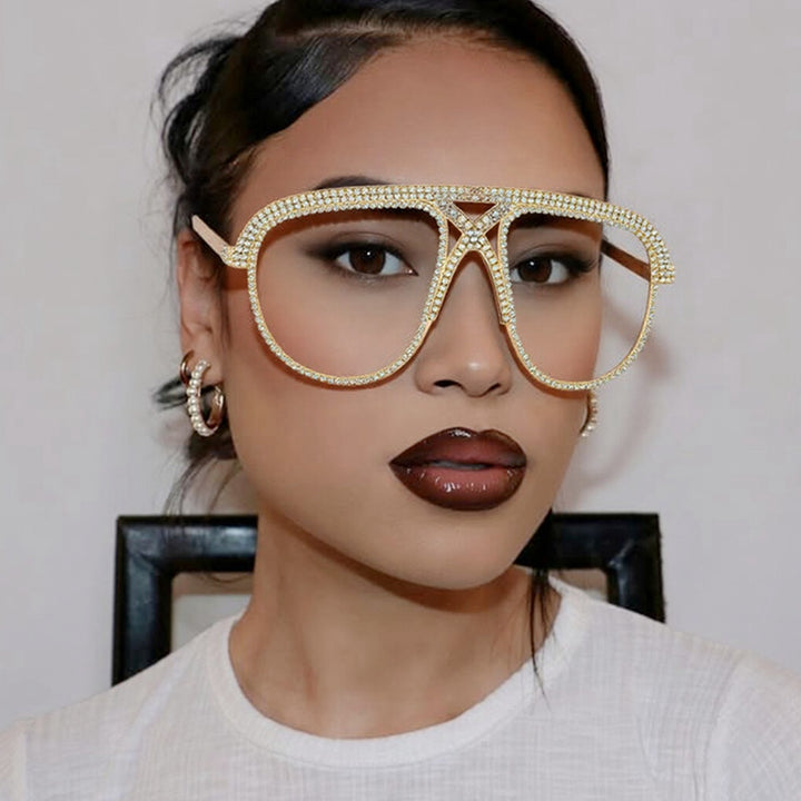 Women's Glamorous oversized Sunglasses with sparkling Crystal frame Stornfield