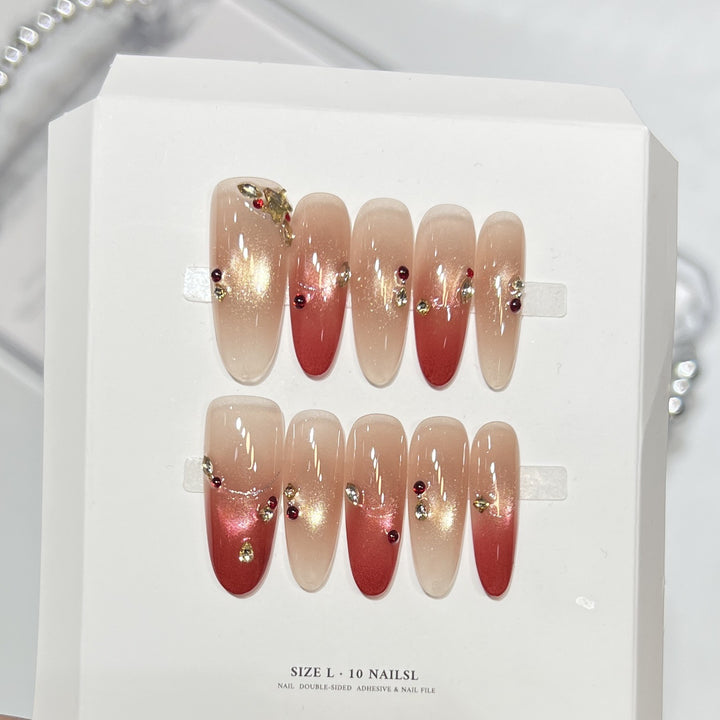 Artistic Press-On Nail Set with Elegant Floral Design Stornfield