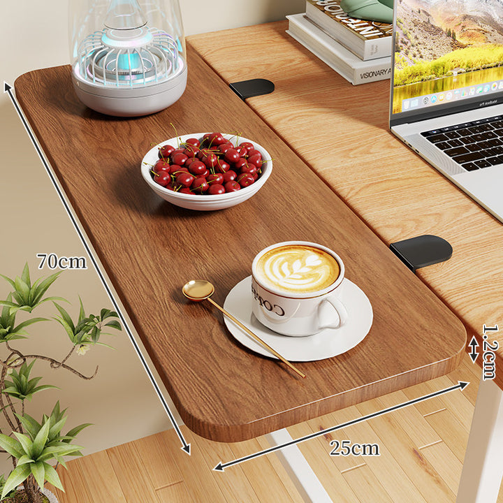 Clamp-On Expandable Desk Side Table Shelf with Wide Smooth Surface and Slim Adjustable Clamp