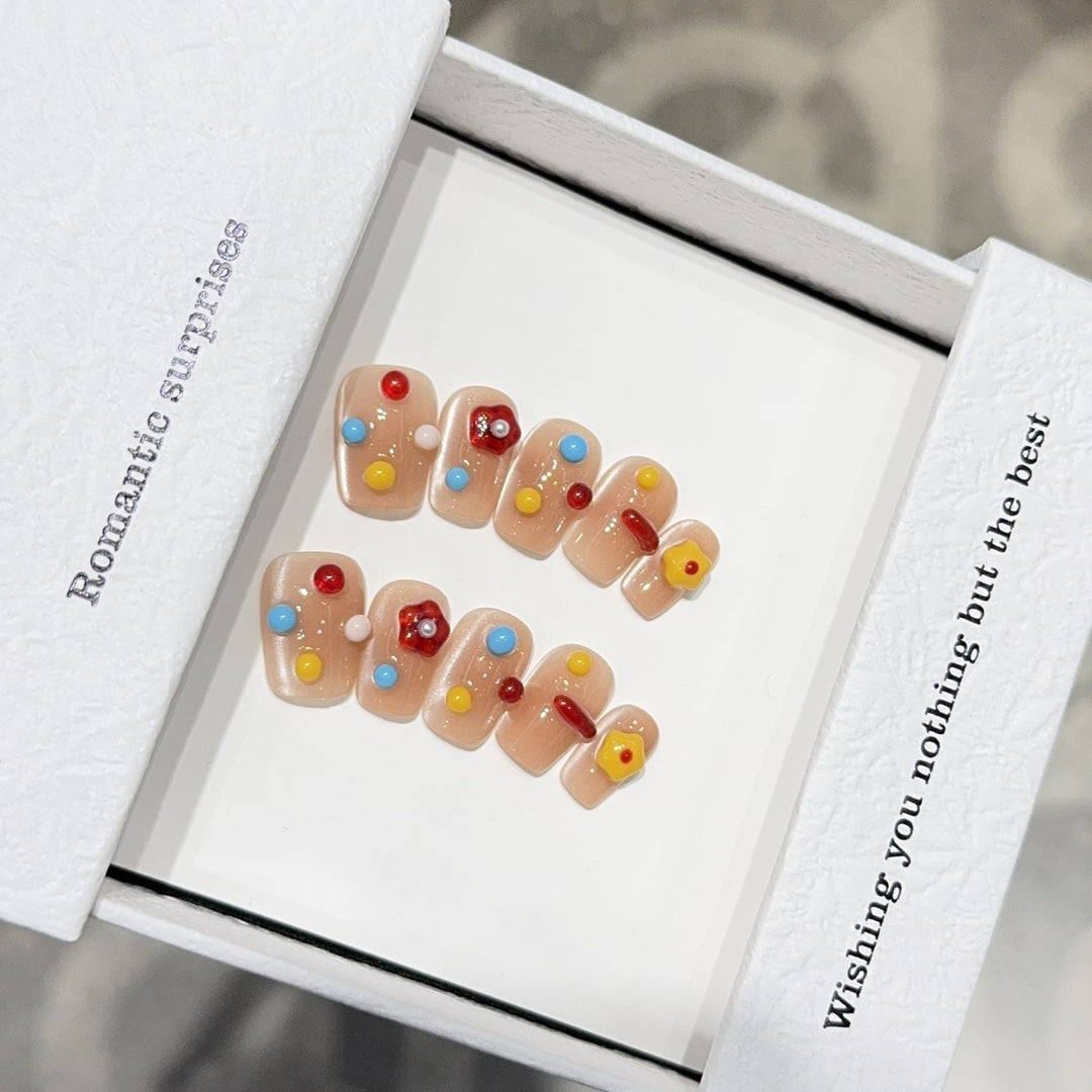 Artificial nails with colorful 3D accents Stornfield