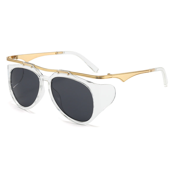 Ladies Fashion Sport Sunglasses with Oversized Frame and Golden Accents Stornfield