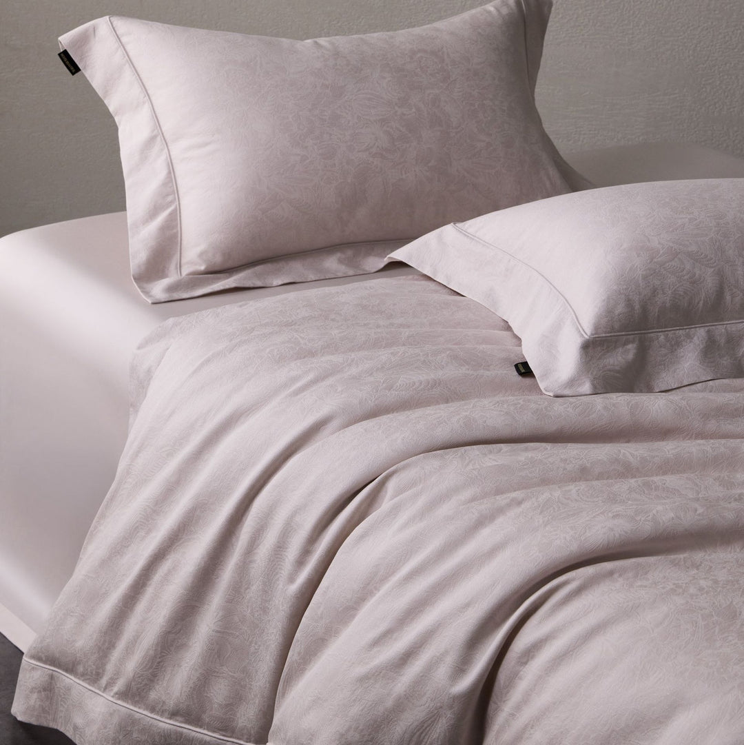 Cotton-Blend Jacquard Duvet Cover Set with Euro Shams & Decorative Lumbar