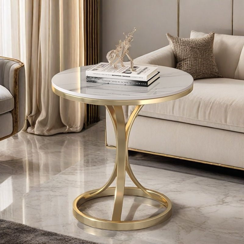 Modern Round Accent Table with Sleek Metal Base Stornfield