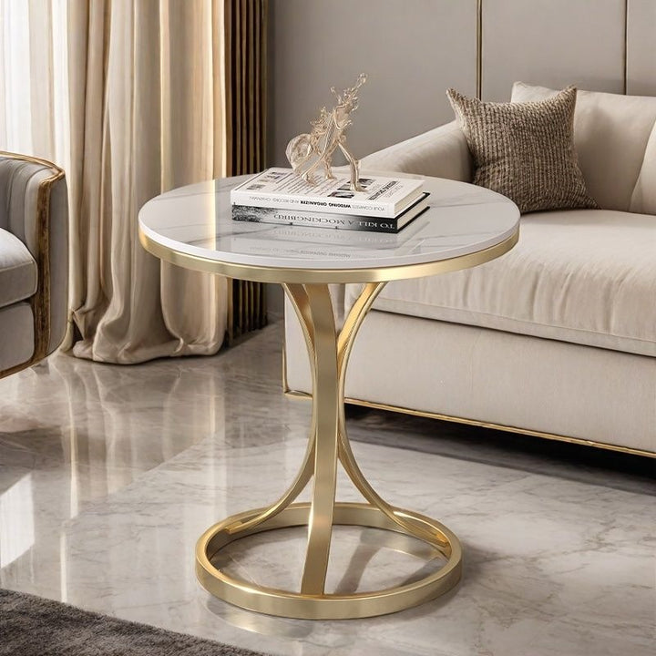 Modern Round Accent Table with Sleek Metal Base Stornfield