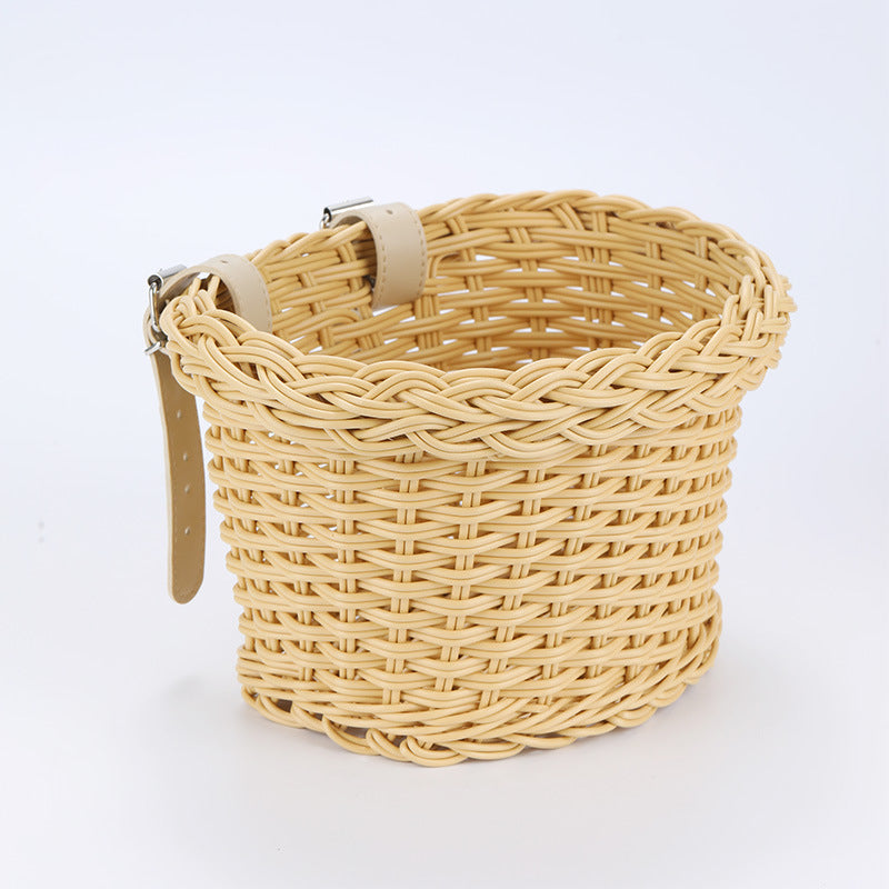 Woven Storage Basket with Vegan Leather Handles Stornfield