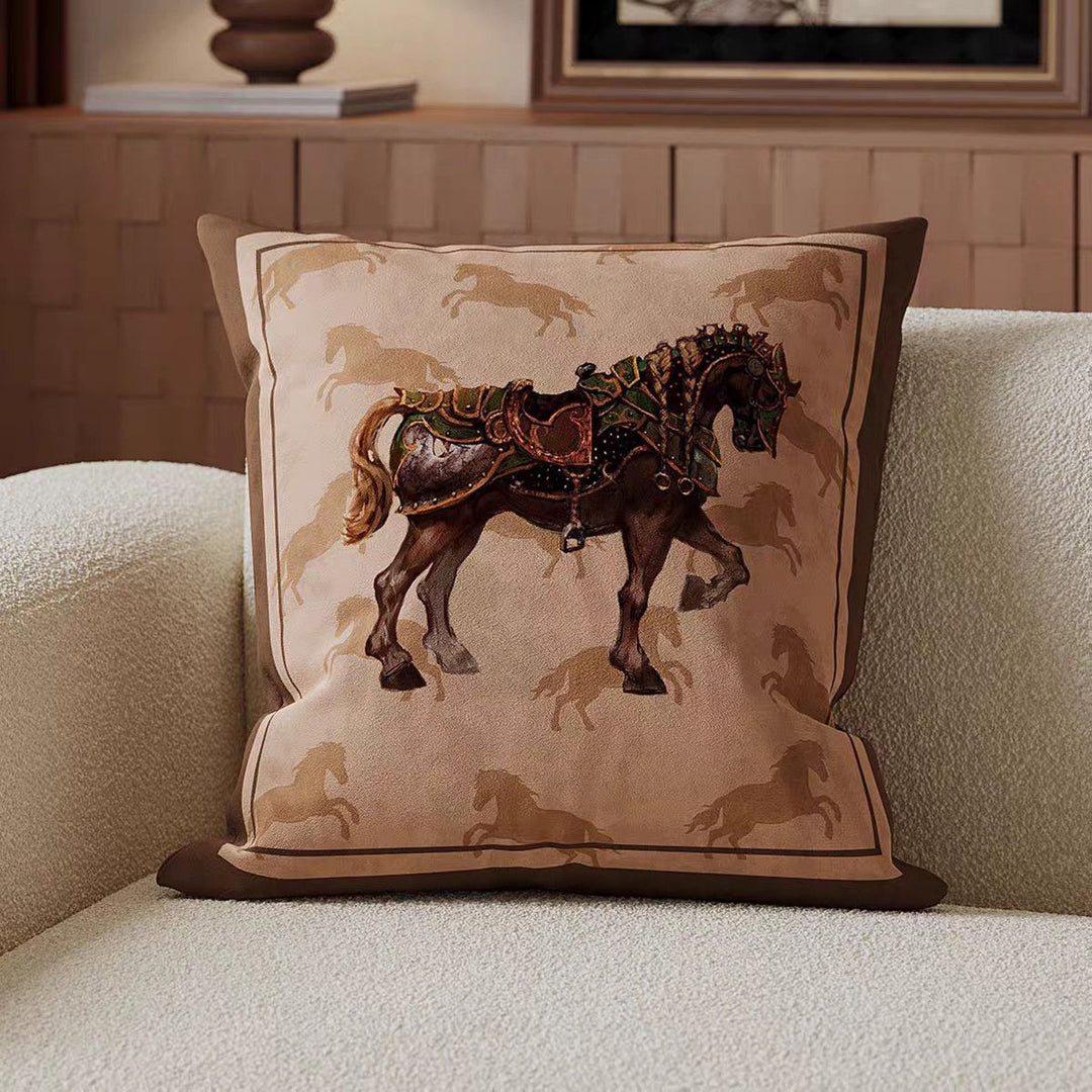 Artistic Horse-Themed Decorative Pillow