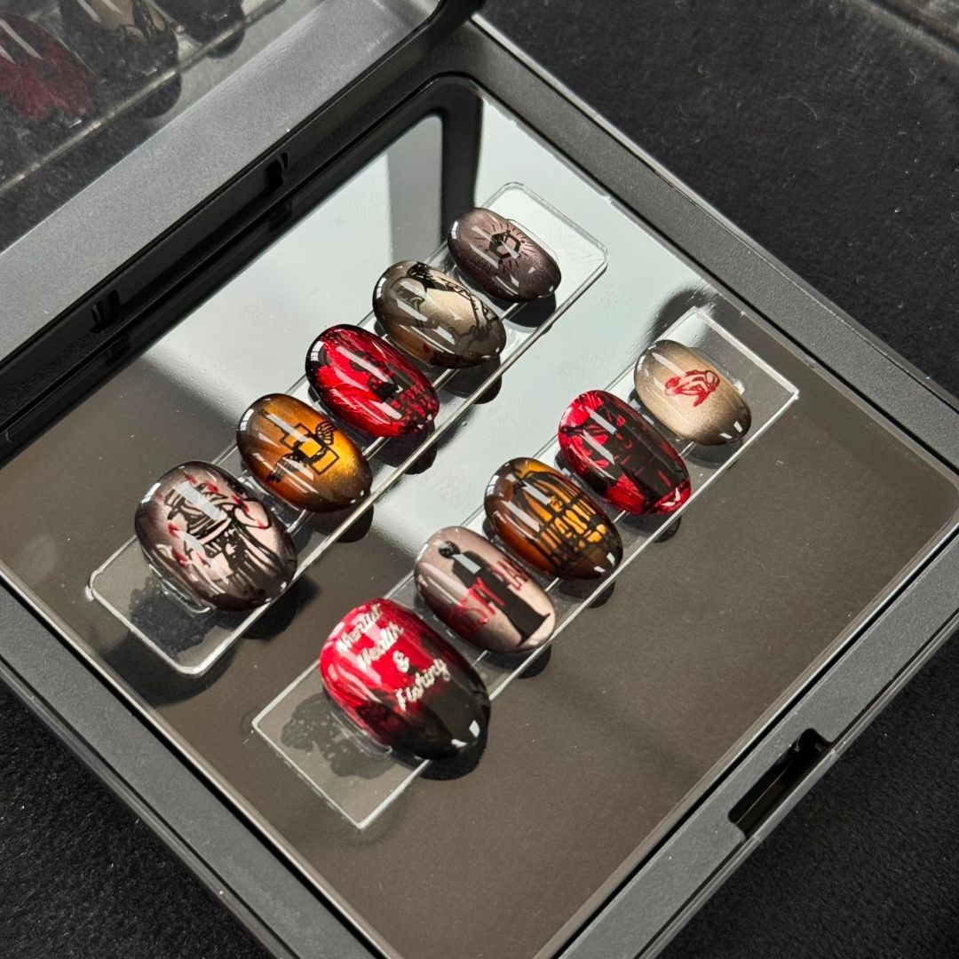 Artistic Coffee-Inspired Press-On Nail Art Set Stornfield