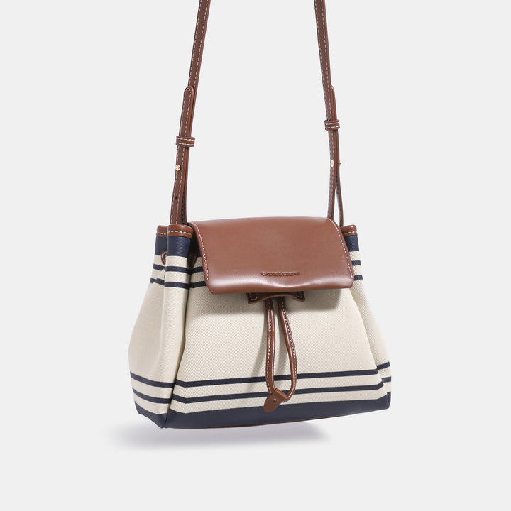 Stylish Striped Canvas Satchel