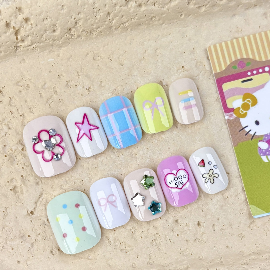 Playful Decorative Press-On Nail Set