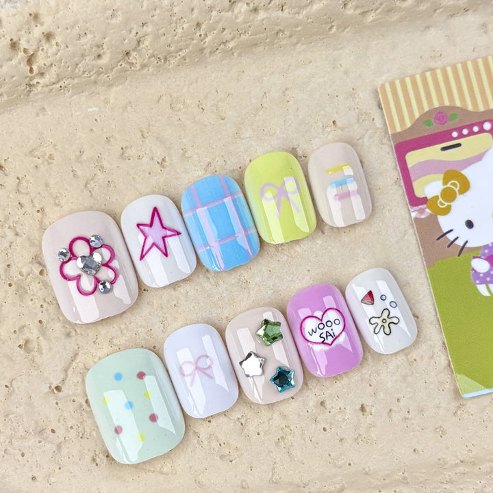 Playful Decorative Press-On Nail Set