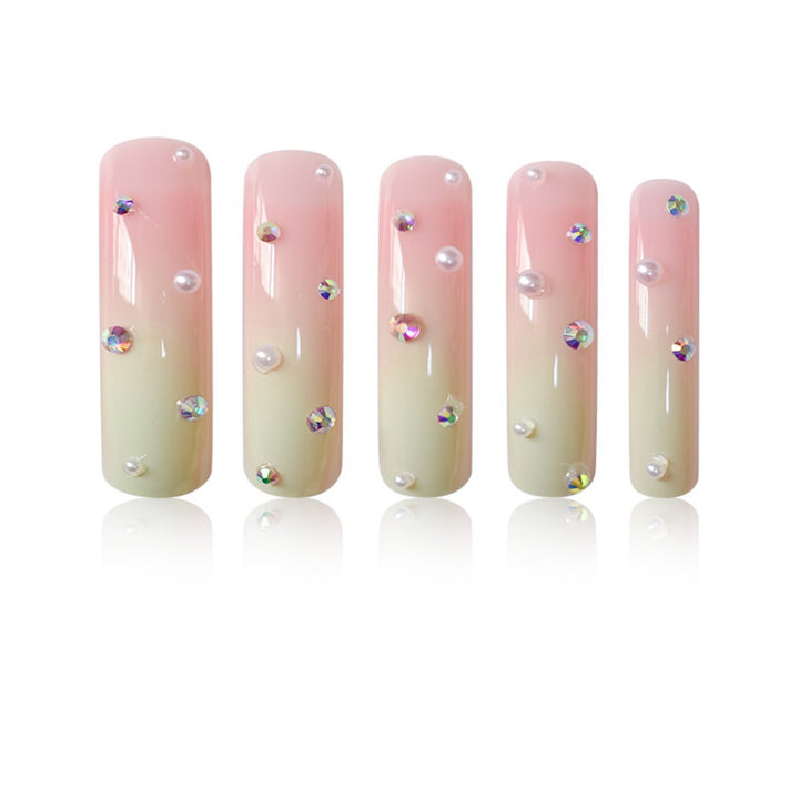 Decorative Long Press-On Nails with Gem Accents Stornfield