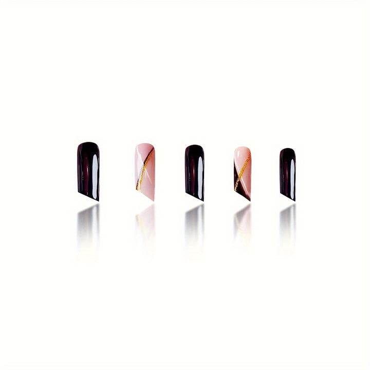 Premium Glossy Coffin Press-On Nails Stornfield