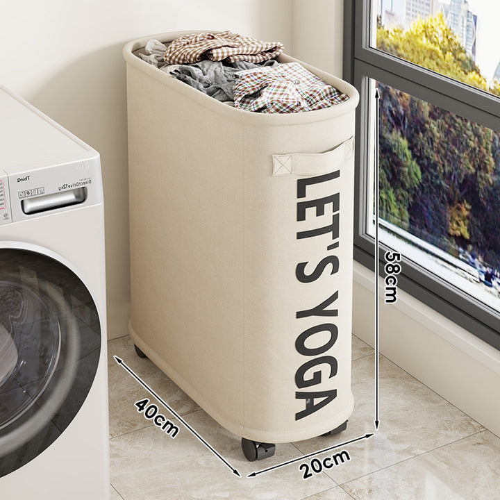 Tall Rectangular Canvas Laundry and Sports Storage Bin Set with Wheels