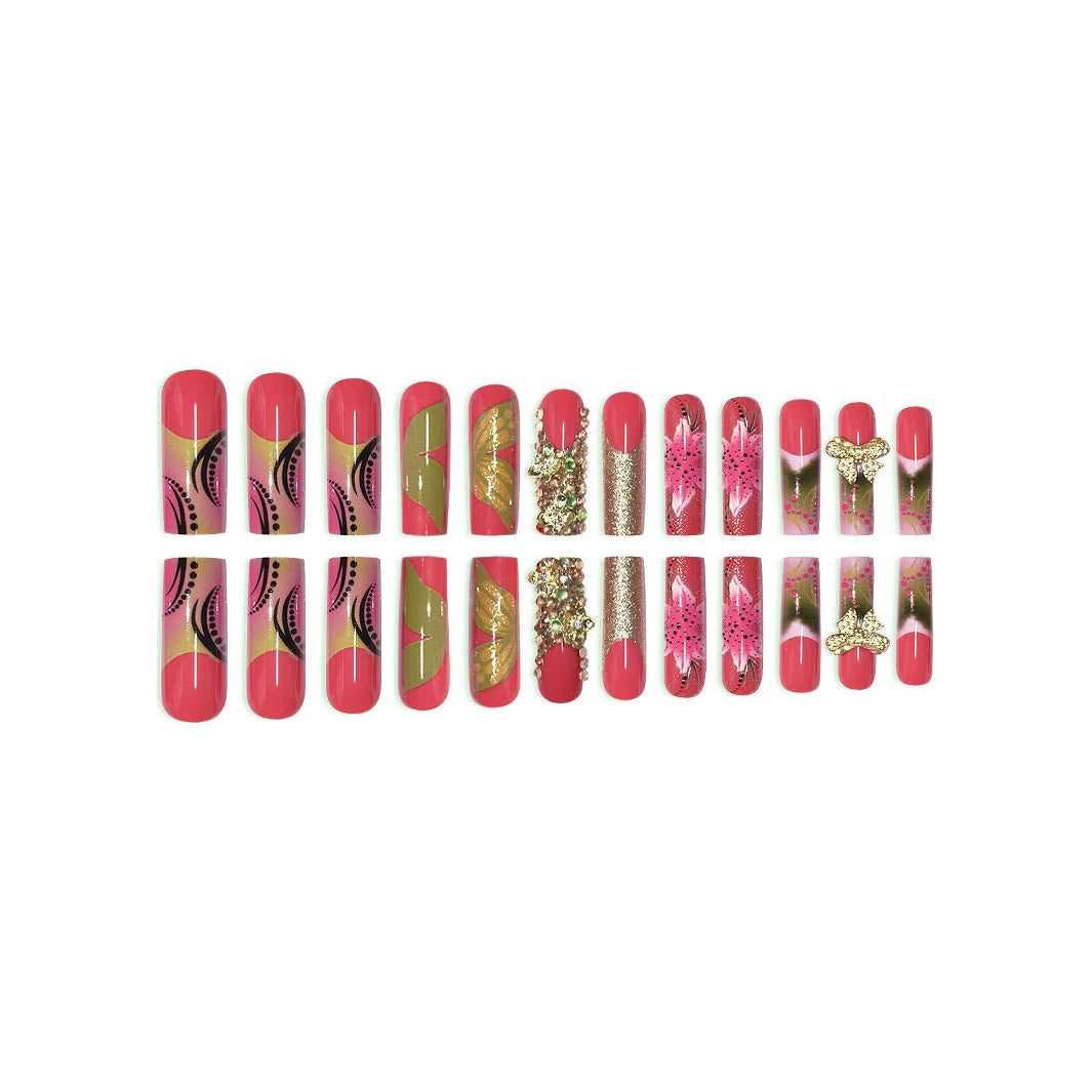 Artistic Floral Press-On Nail Set Stornfield