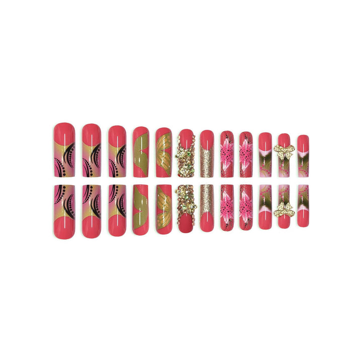 Artistic Floral Press-On Nail Set Stornfield