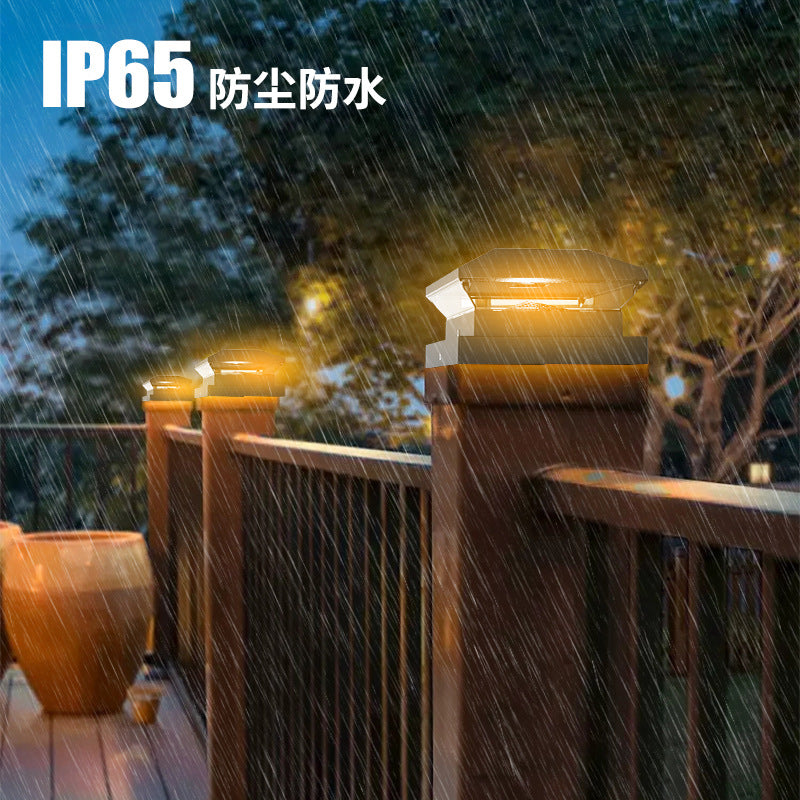Decorative Solar LED Square Fence Post Cap With Lattice Pattern And Dual-Mode Warm And Cool Lighting Stornfield