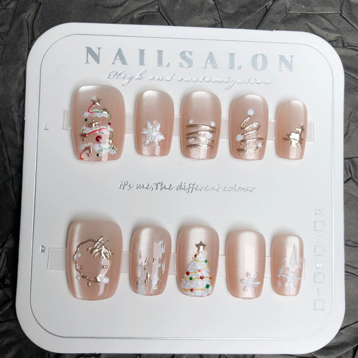 Stylish Festive Christmas-Themed Press-On Nail Set
