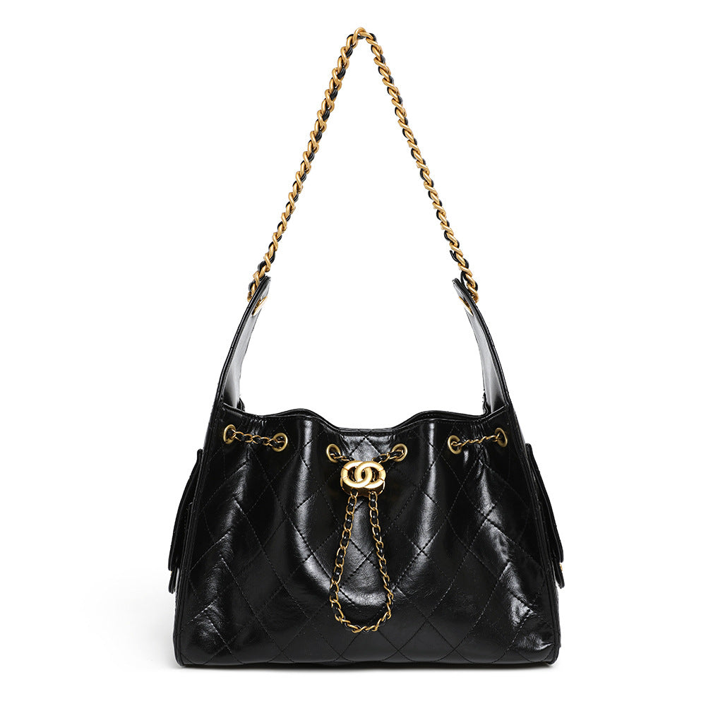 Stylish Suede Drawstring Shoulder Bag