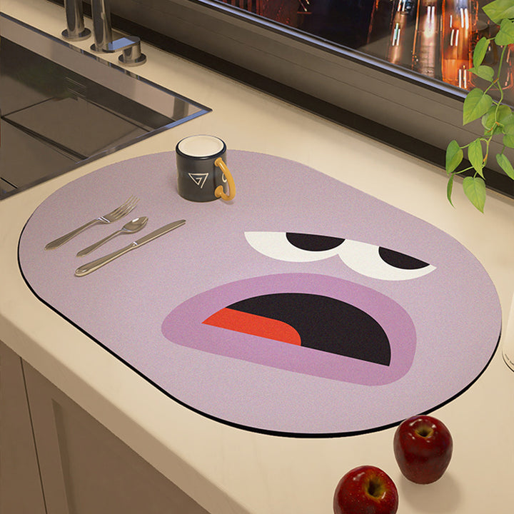 Playful Cartoon-Theme Kitchen Mat