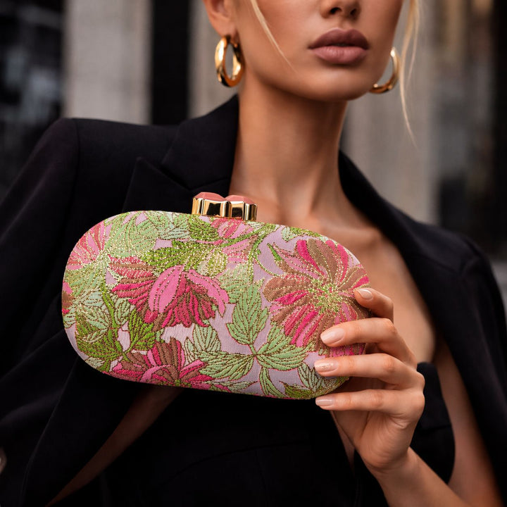 Embroidered Floral Clutch