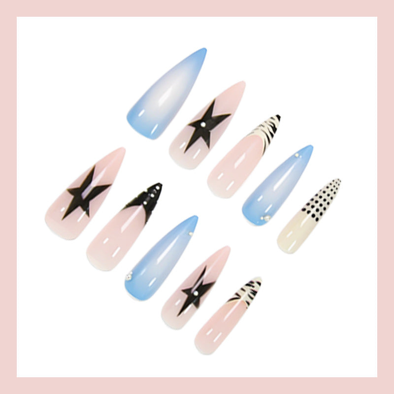 Acrylic nail set with stylish geometric designs and glamorous accents Stornfield