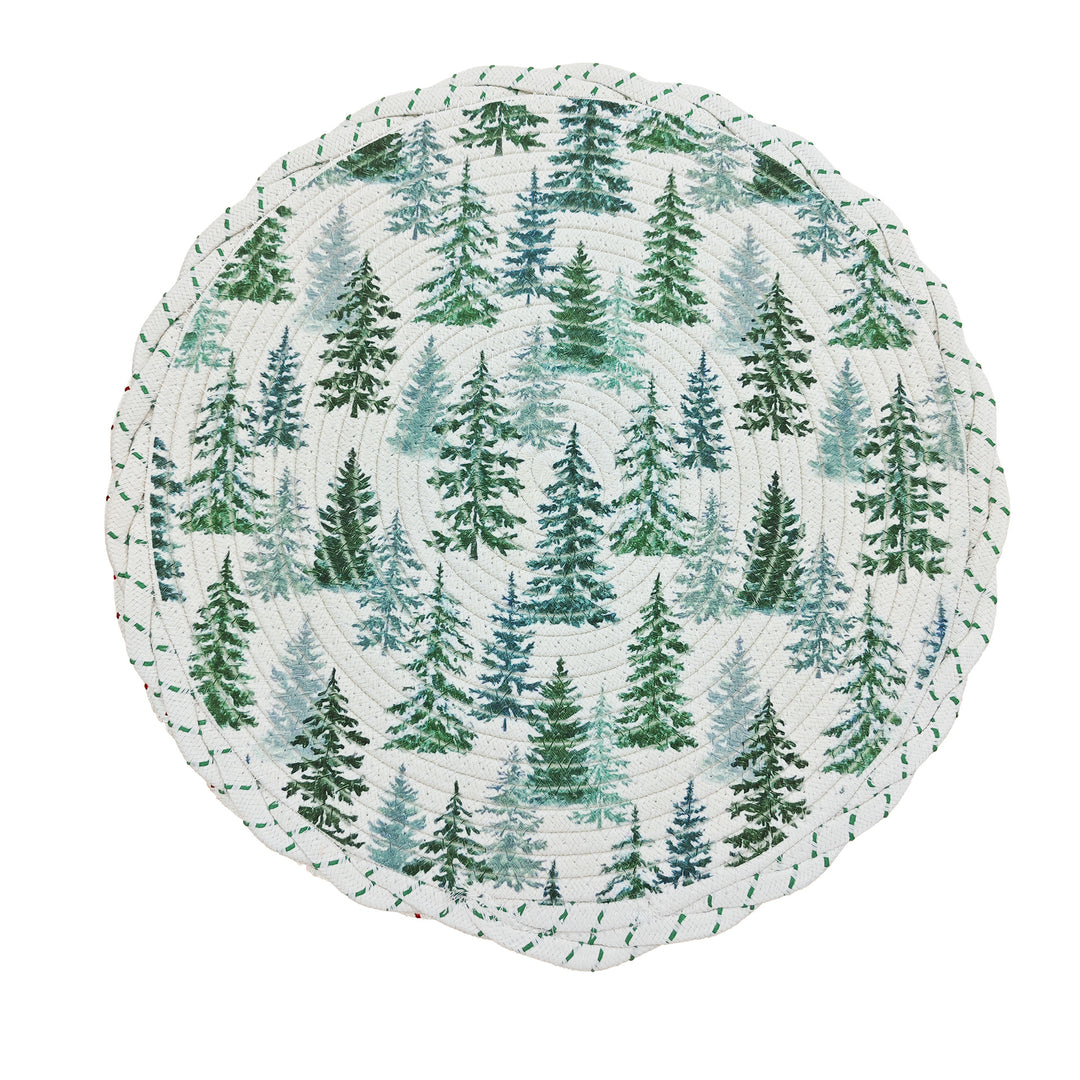 Braided round Christmas tree skirt made of cotton with quilted winter motif Stornfield