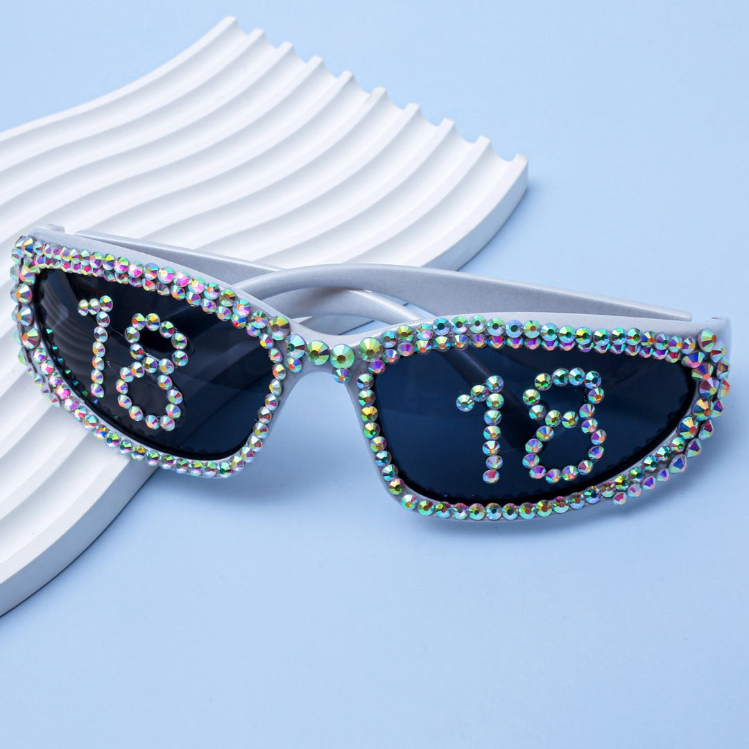 Women Glamorous Rhinestone Sunglasses with Custom Designed Inscription Stornfield