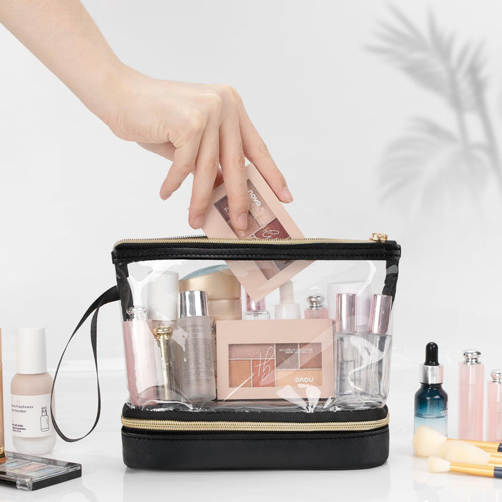 Cosmetic organizer bag with transparent compartments Stornfield