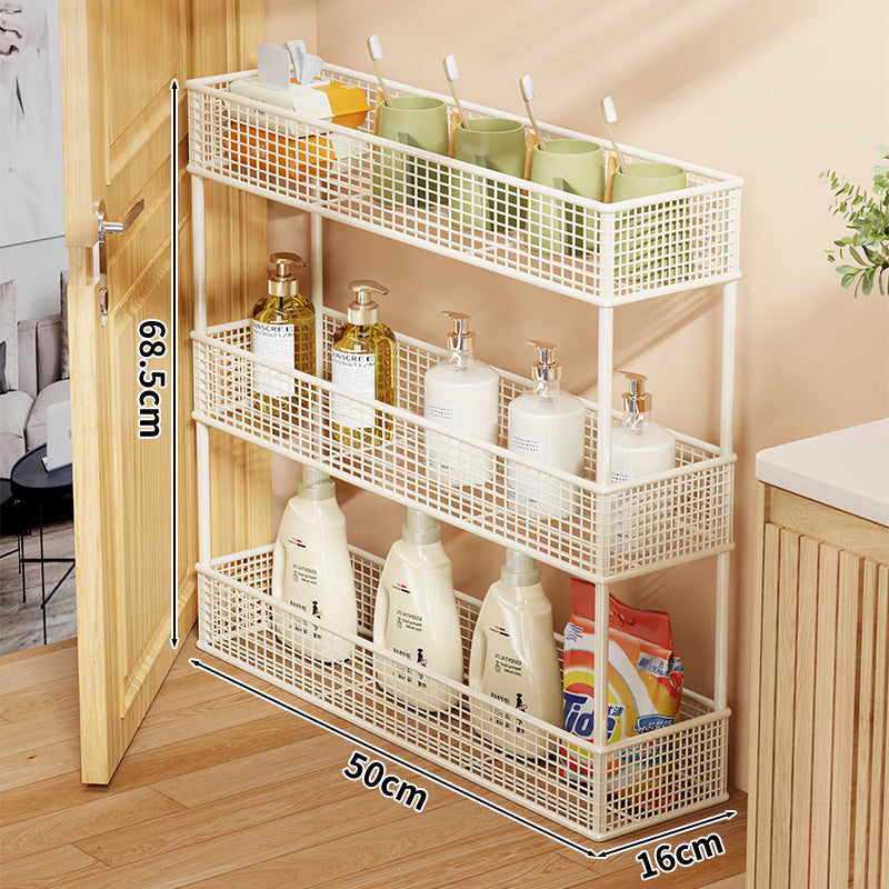 Slim Narrow Pull-Out Mesh Storage Organizer for Cabinet and Door Gap