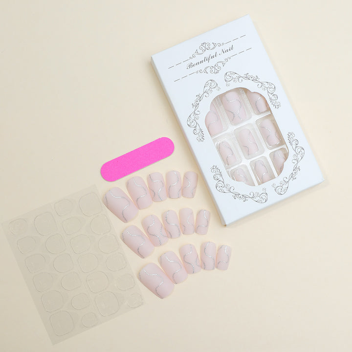 Nail art set with elegant glitter contour design Stornfield