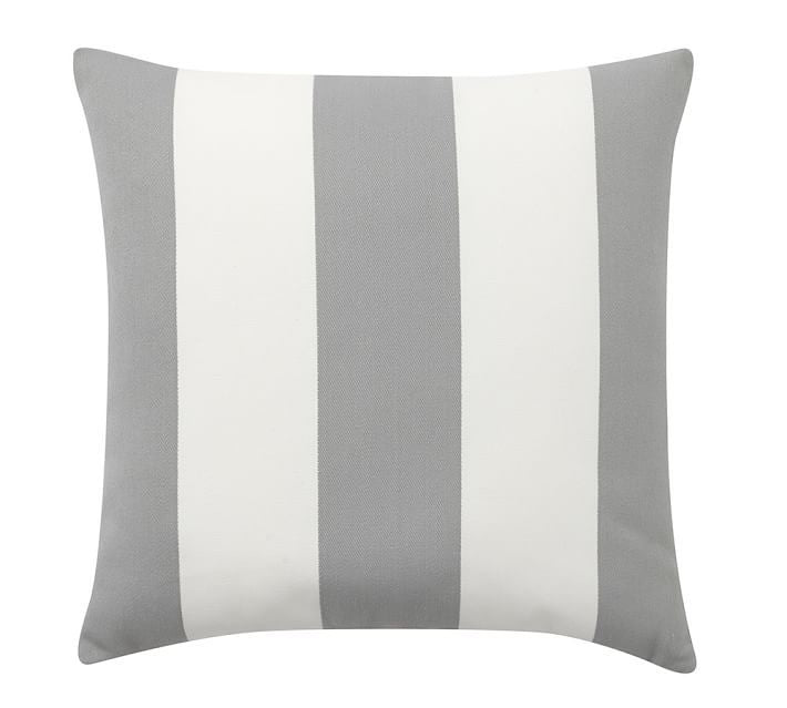 Square striped outdoor cushion cover made of weather-resistant polyester with concealed zipper Stornfield