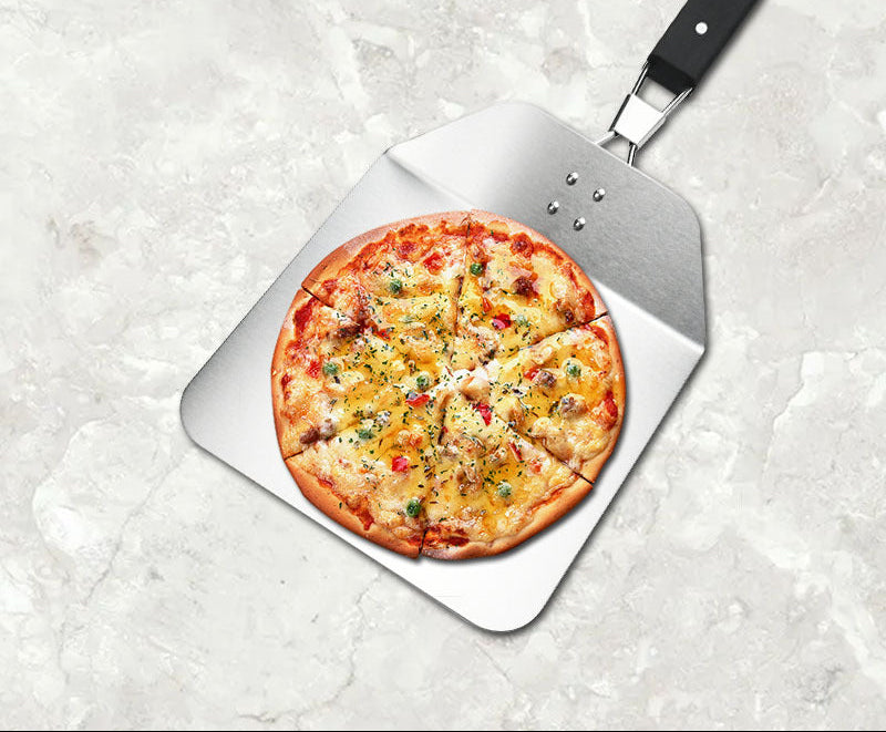 heavy-duty square-edge stainless steel pizza shovel with folding riveted handle Stornfield