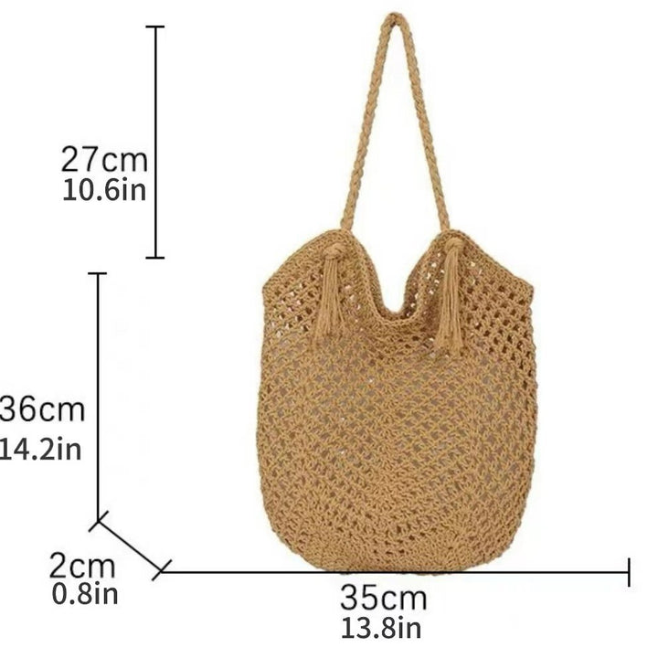 Handcrafted straw bag with tassels Stornfield