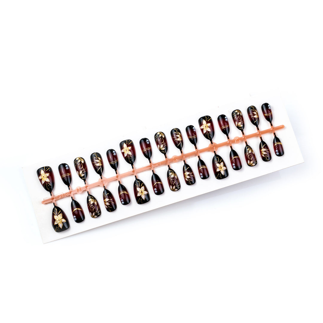 Premium Floral Design Press-On Nail Art