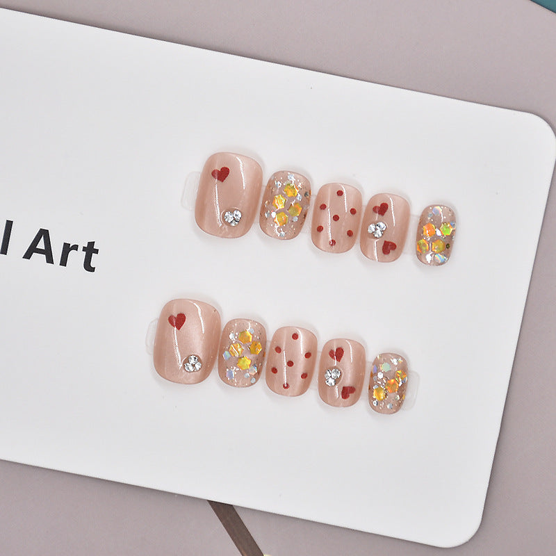 Artistic Heart-Themed Press-On Nail Set Stornfield