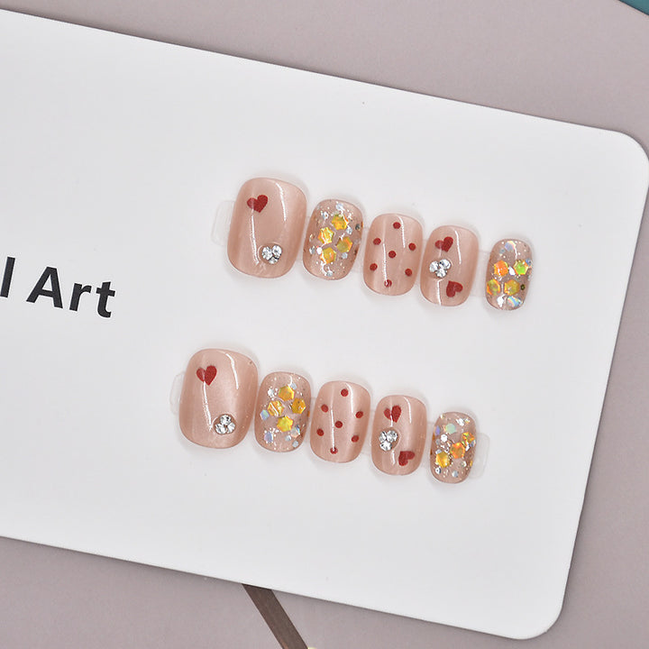 Artistic Heart-Themed Press-On Nail Set Stornfield