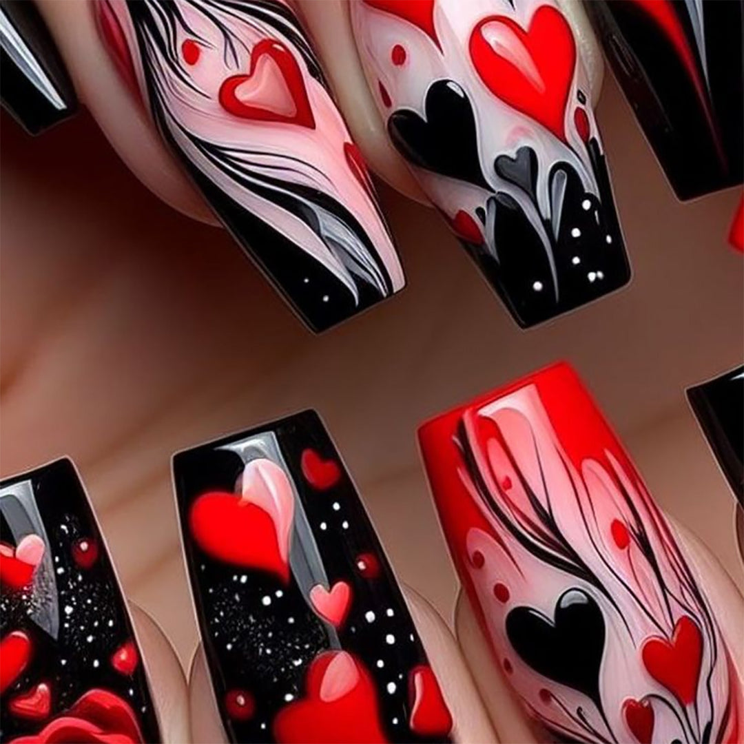 Heart-Design Artistic Press-On Nails Stornfield